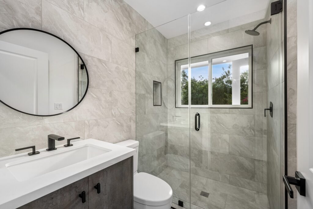 Contemporary bathroom in a remodeled Los Angeles residence Contemporary bathroom in a remodeled Los Angeles residence